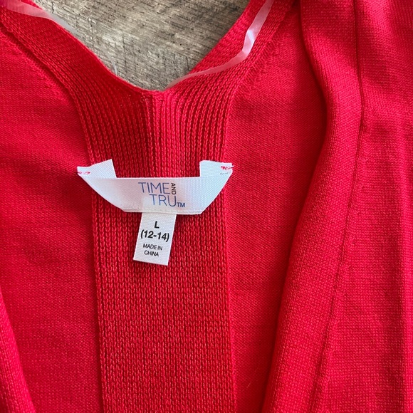 Time and Tru Bright Red Women's Cardigan - Picture 5 of 12